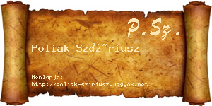 Poliak Szíriusz névjegykártya